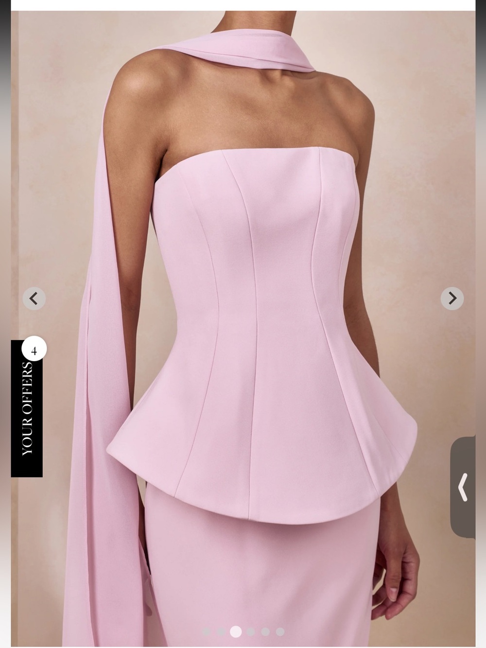 CLUB L - FARRON Light Pink Bandeau Corset Maxi Dress MISSING NECK SCARF - Picture 3 of 6